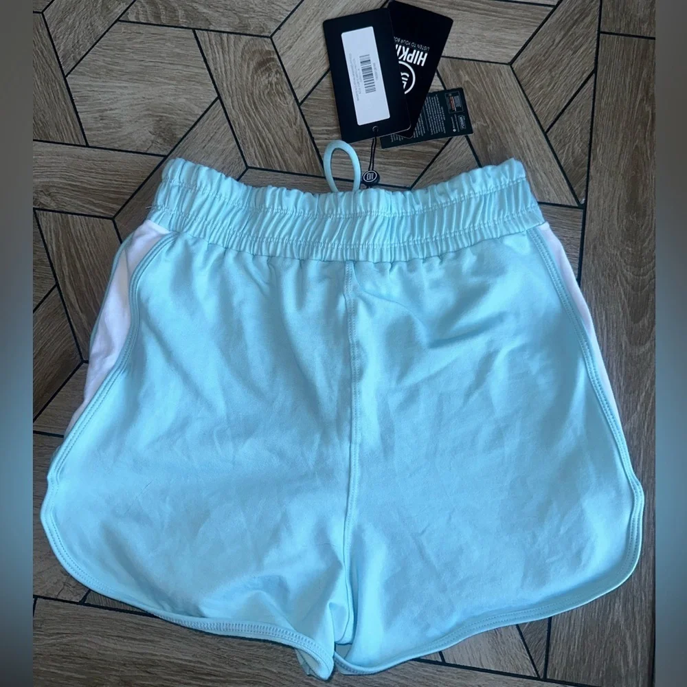 Blue and White Athletic Shorts with Elastic Waistband - Picture 5 of 5